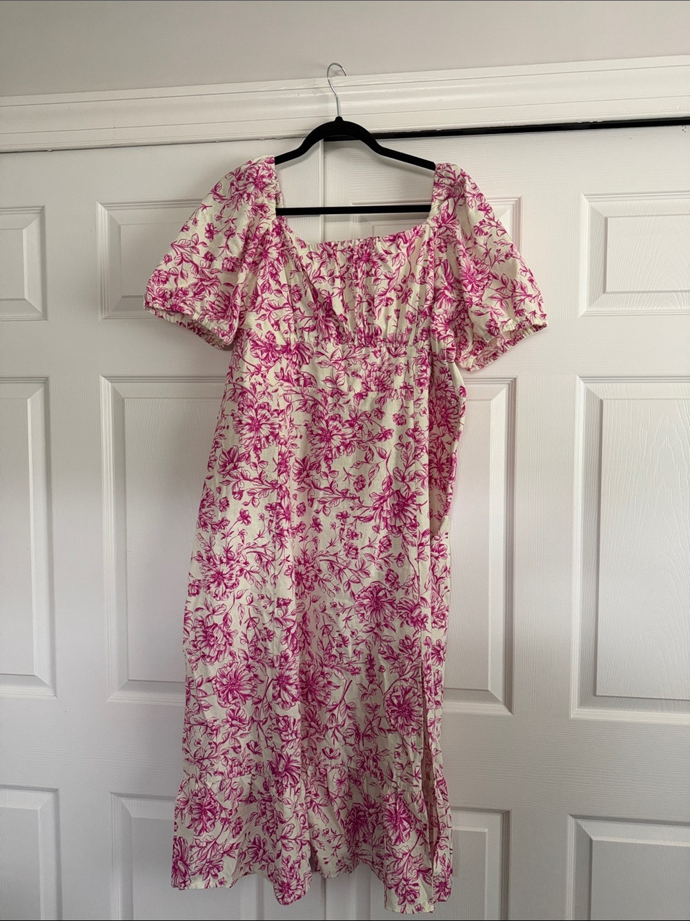 London times Women’s Cream and Pink Floral Square-Neck Dress